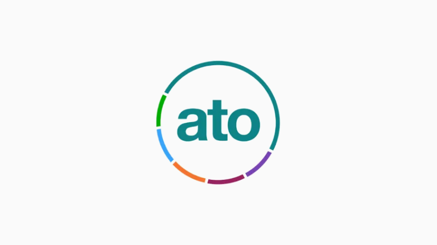 The logo for the Australian Tax Office, composed of a turquoise circle, broken up in the lower left side by sections of green, blue, orange, violet and purple. Inside the  centre of the circle sits ‘ato’ in lowercase.