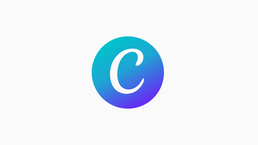 The logo for Canva, a design platform known for its highly accessible nature. It’s composed of a circle with a gradient of blues, with a cursive capital ‘C’ in the centre.