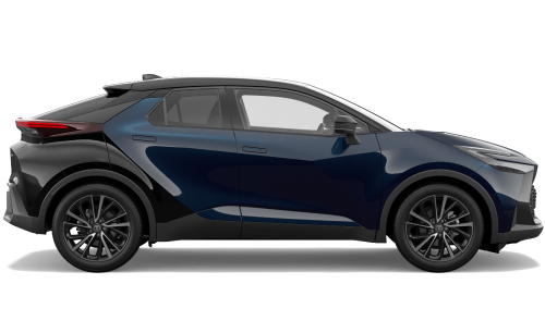 An azure blue Toyota C-HR in the Koba grade.