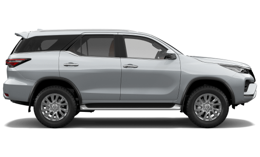 A silver Toyota Fortuner.