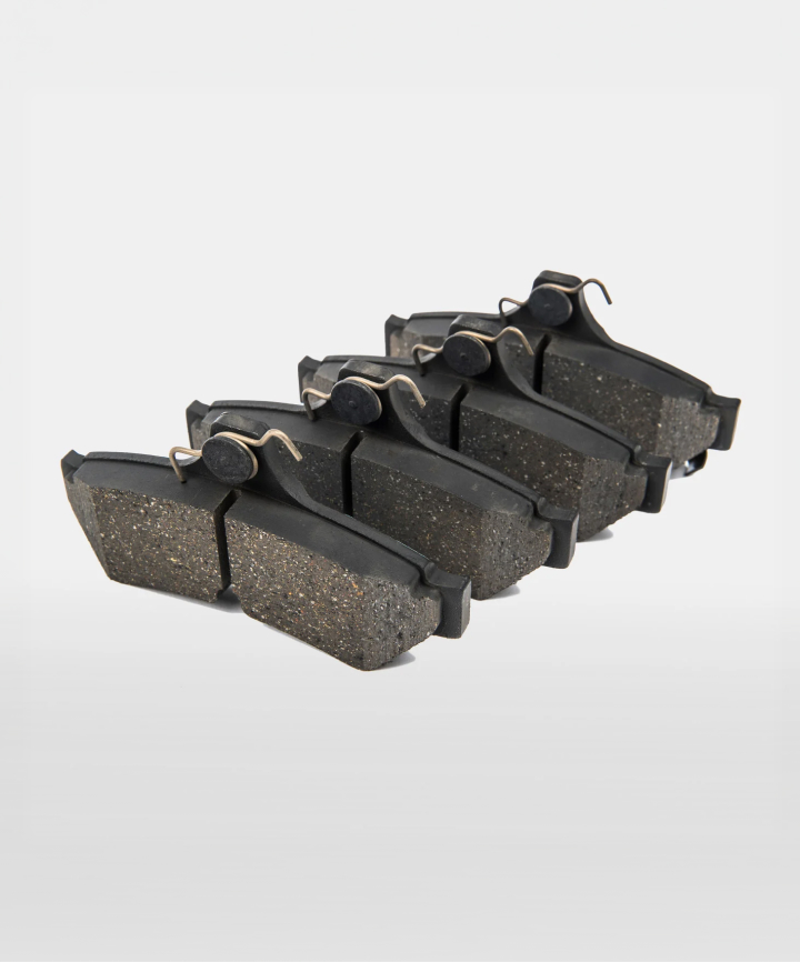 A set of black break pads.