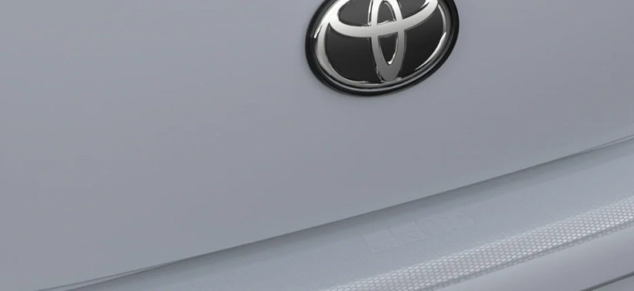 A Toyota Genuine Rear Bumper Protection Applique fitted to a G R 86 in Ice Silver Metallic.
