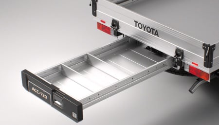 A Toyota Genuine Tray for the HiLix equipped with a Toyota Genuine Trundle Holder.